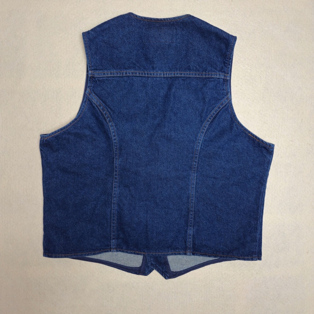 Vintage Wrangler Denim Vest Mens Large 45 USA 90s Western Cowboy Indie Workwear - Picture 6 of 7